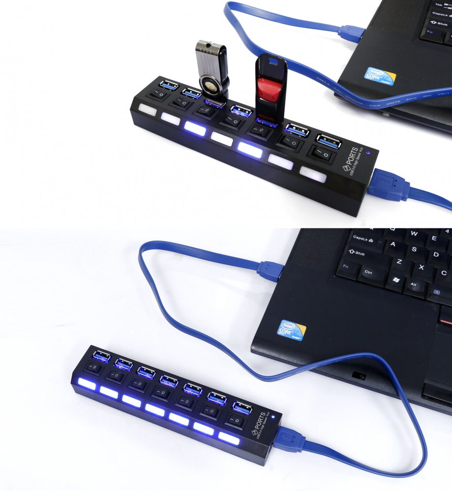 flight magic adapter 3.0 power Splitter Extender  3910 HUB PC MODEL Cable Speed AC 3.0 Adapter High  7 Powered : Port BK USB