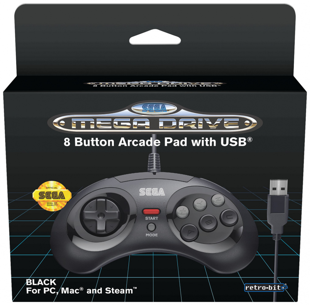 Retro-Bit Official Sega Genesis USB Controller 8-Button Arcade Pad for –