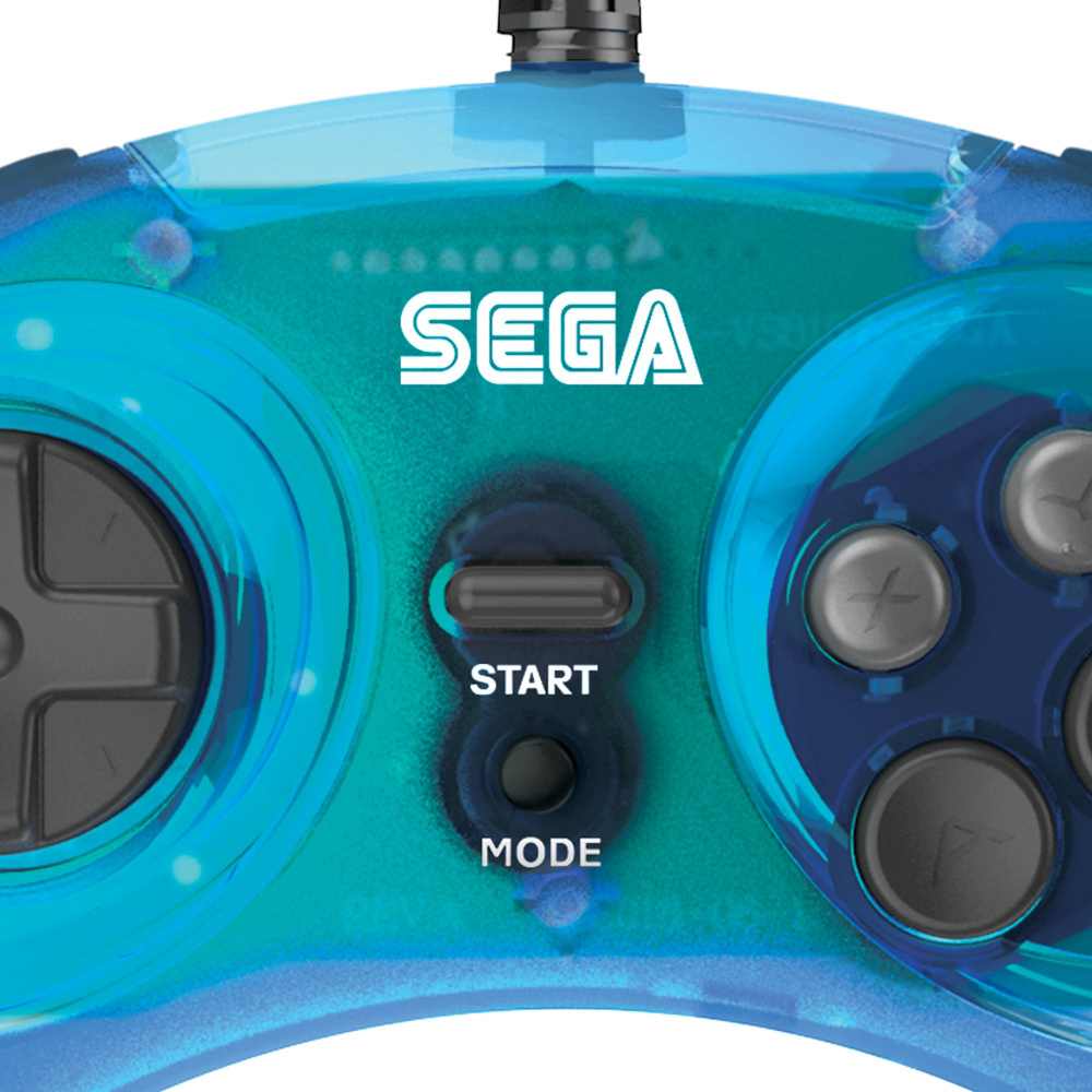 Sega Megadrive 8 Button Arcade Pad Usb Pcswitch Clear Blue