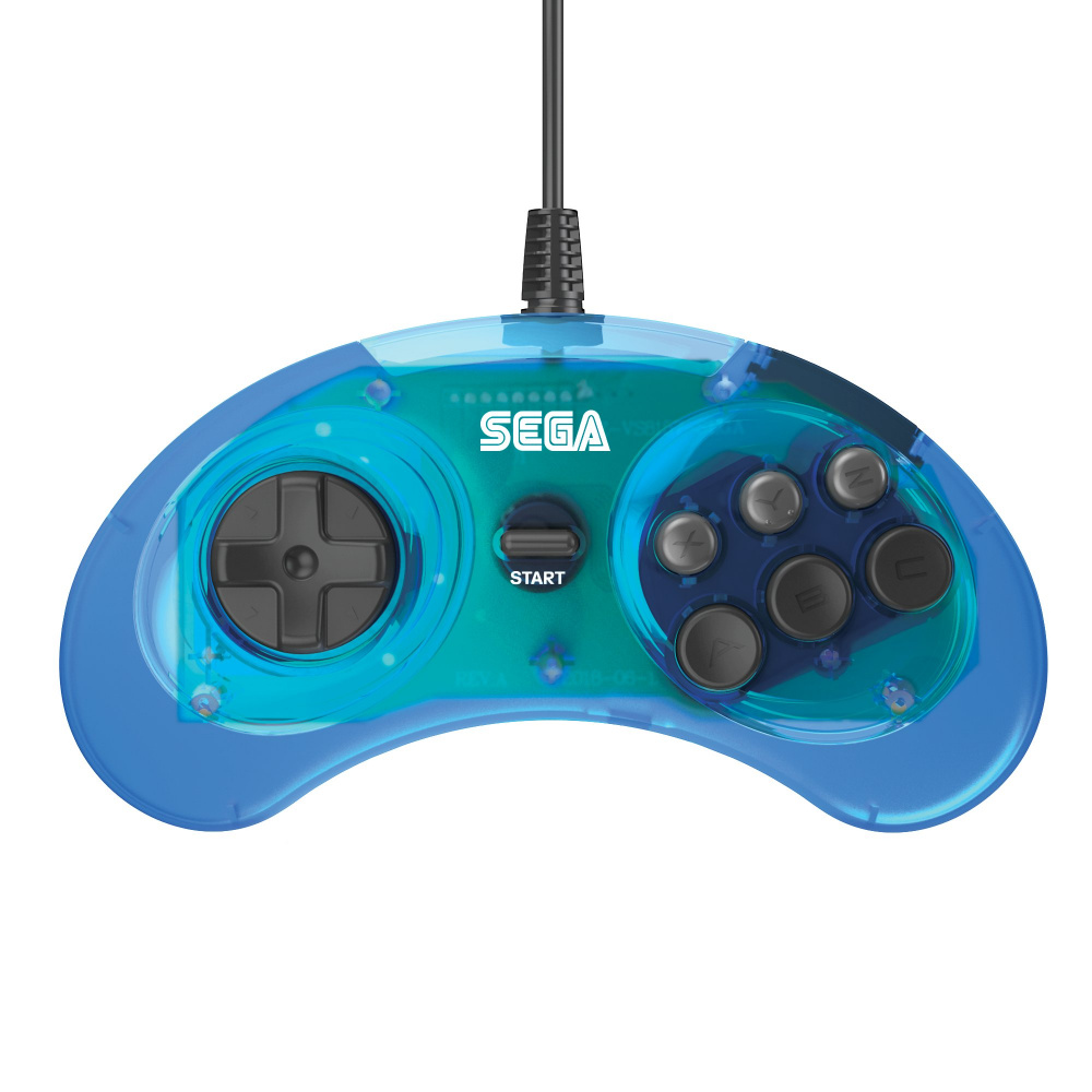Retro bit x SEGA MegaDrive 6 button Arcade Pad USB PC PS3 Switch Megadrive Mini 3M Cable Clear Blue Model RET00158 7350002937242