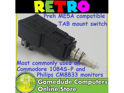 Preh ME5A compatible switch, most commonly used on Commodore 1084S-P and Philips CM8833. These have solder tabs for wires Confirm if needed before use 