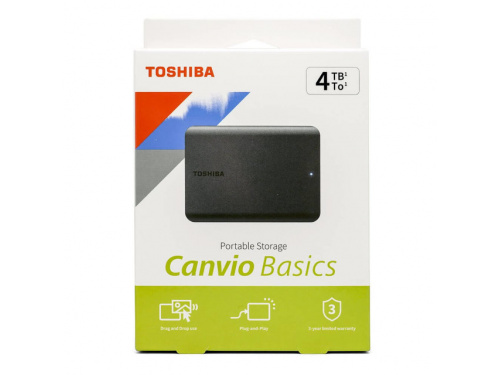 Toshiba 4TB Canvio Basics Portable HDD, 2.5&quot;, USB3.0, Black, HDTB540AK3CA 3 Year Warranty