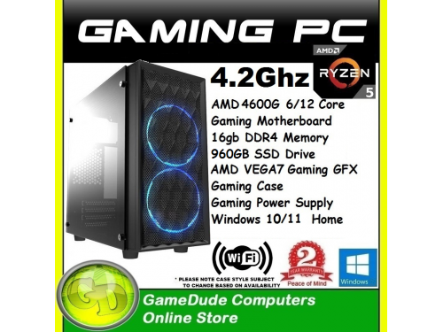 X GAMER RYZEN5 4600GPro 6-Core 12-THREAD 4.2GHz Gaming PC - 16GB DDR4 ram - 960GB SSD - AMD VEGA7 Graphics - WiFi - WINDOWS-10/11 HOME 2Year WNTY