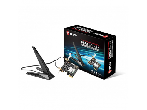 MSI HERALD-AX Dual Band 2x2 802.11AX and Bluetooth 5.2 Intel AX210NGW WiFi PCIe Adapter, Windows11 MODEL : 916-B905C-011