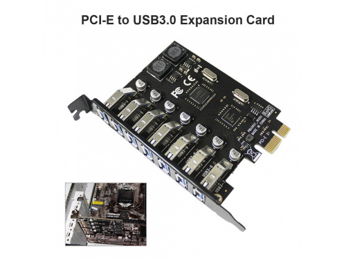 USB PCI-E Expansion Card 7 Ports USB 3.0 Adapter PCI Express External Controller