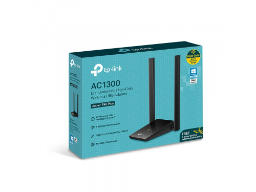 TP-LINK ARCHER T4U PLUS AC1300 Dual Antennas High-Gain Wireless USB Adapter