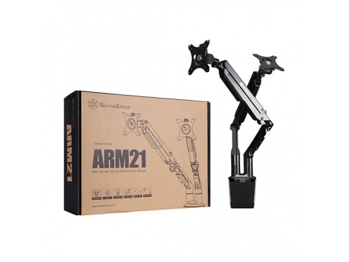 SILVERSTONE ARM21 Dual Monitor Mount Swing Arm up to 32&quot; 9KG VESA 100 / 75 