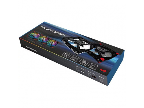 InWIN AURORA ARGB FAN KIT BLACK/RED 120mm x3 - LED Strip x2 - Controller MODEL : RGB-BLKRED-3PK