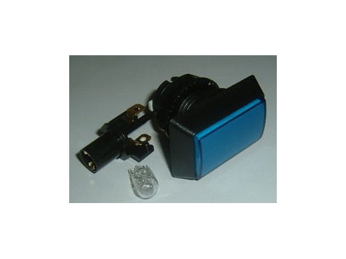 Generic 25mm RECTANGLE pushbutton with 12volt wedge light - BLUE