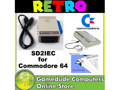 SD2IEC Commodore 64 Floppy Drive Emulator with Reset button Supplied with Cable - Requires SDcard