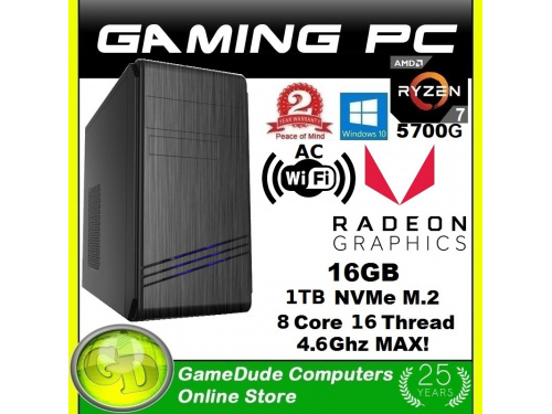 X GAMER RYZEN7 5700G 8-Core 16-THREAD 4.6GHz Gaming PC 16GB DDR4 ram 1TB NVMe SSD RADEON-8 GFX &lt;b&gt;Windows-10 or 11 2 Year WNTY&lt;/b&gt;