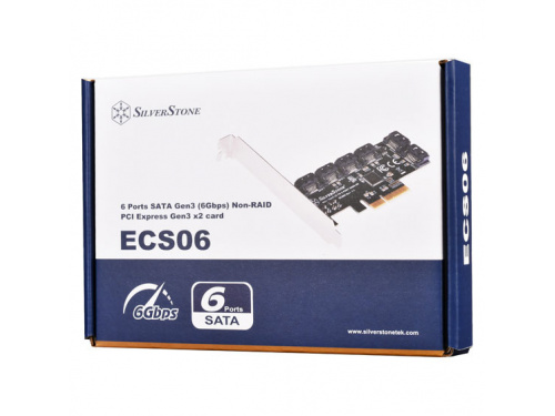 SilverStone ECS06  PCIe 6 Ports SATA Gen3 (6Gbps) Non-RAID Gen3 x2 Card MODEL: SST-ECS06 