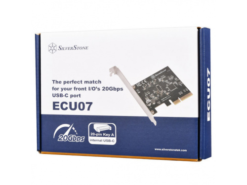 SilverStone ECU07  PCIe Internal USB Type-C 3.2 Gen2x2 Card 1x  Key A Connector Internal 20Gbps Port MODEL: SST-ECU07