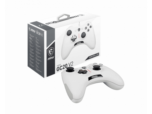 MSI FORCE GC20 V2 WHITE Wired Cross Platform Gaming Controller - USB - Dual Vibration  MODEL : FORCE GC20 V2 WHITE