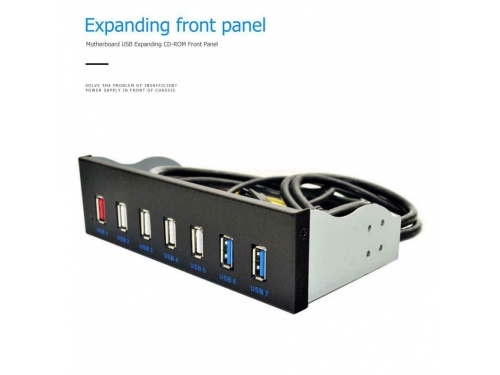 5.25&quot; 7 Ports HUB Front Panel 19 Pin to 2 USB3.0 + 4 USB 2.0+ BC1.2 Drive Connector