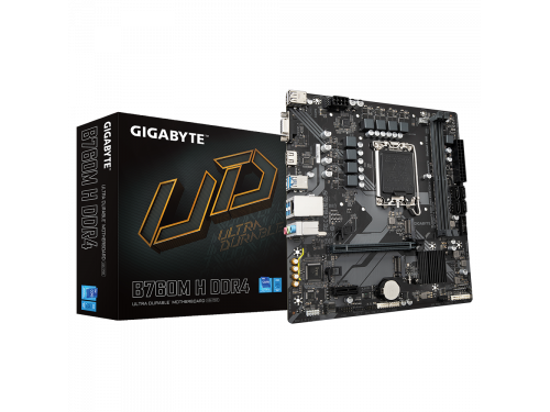 Gigabyte GA-B760M-H-D4, Micro ATX, Intel LGA 1700, 2xDDR4, 1xM.2+4xSATA6Gb/s, 2xPCIe, RAID, 1xHDMI,1xD-Sub, GbE LAN, 4xUSB3.0, 2xUSB2.0, 3 Year Warranty