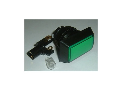 Generic 25mm RECTANGLE pushbutton with 12volt wedge light - GREEN