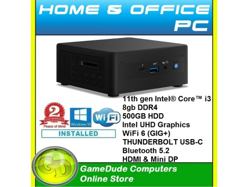 INTEL NUC3000 11th Gen i3 2/4Core CPU - 8GB DDR4 - 500GB SSD - UHD Graphics - WiFi6 and Bluetooth 