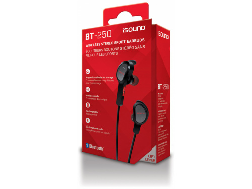 iSOUND Bluetooth BT-250 Wireless Earbuds BLACK Magnetic Earbuds - Mic - Music Controls (845620056354)  ITEM # : DGHP-5635