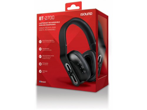 iSOUND Bluetooth BT-2700 Wireless Headphones BLACK Music Controls - Size Adjustable - Lightweight (845620056361)  ITEM # : DGHP-5636