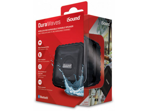 iSOUND Bluetooth DuraWaves Portable Water Resistant Dust Resistant - Music Controls - Lightweight - BLACK (845620054640)  ITEM # : ISOUND-5464