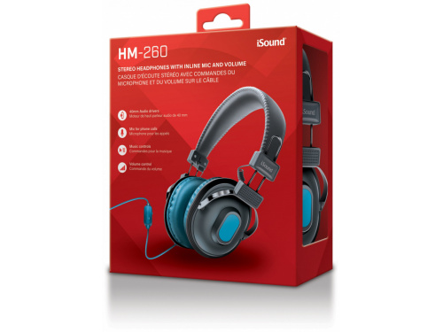 iSOUND HM-260 Stereo Headphone with Inline MIC BLUE (845620055197)  ITEM # : DGHM-5519