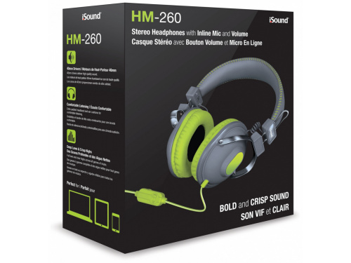 iSOUND HM-260 Stereo Headphone with Inline MIC GREEN (845620055173)  ITEM # : DGHM-5517