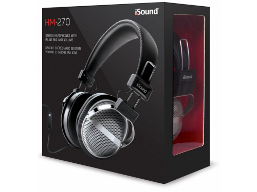 iSOUND HM-270 Stereo Headphone with Inline MIC BLACK/SILVER (845620055265)  ITEM # : DGHP-5526