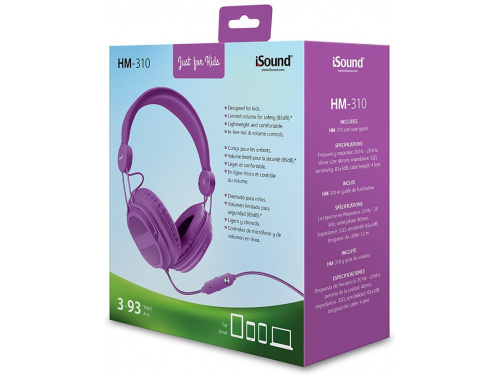 iSOUND HM-310 Kid Friendly Headphone with MIC PURPLE (845620055401)  ITEM # : DGHP-5540