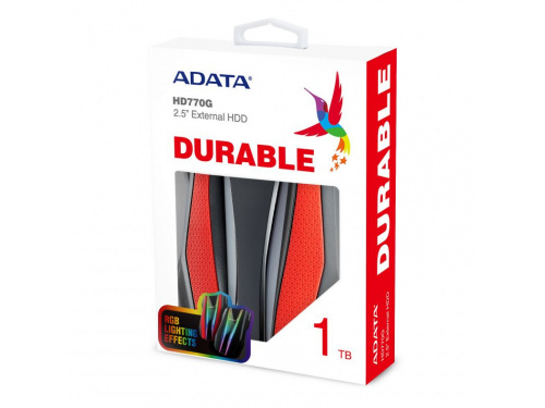 ADATA HD770G 1TB RGB Mobile Storage RED USB3.2 Gen1 - 2.5inch - 270g Weight Model: AHD770G-1TU32G1-CRD