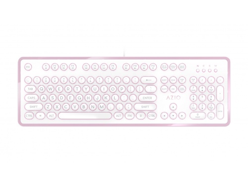 AZIO MK RETRO Pink / White &lt;b&gt;Typewriter Inspired Mechanical Keyboard&lt;/b&gt; MK-RETRO-07 Blue Switch
