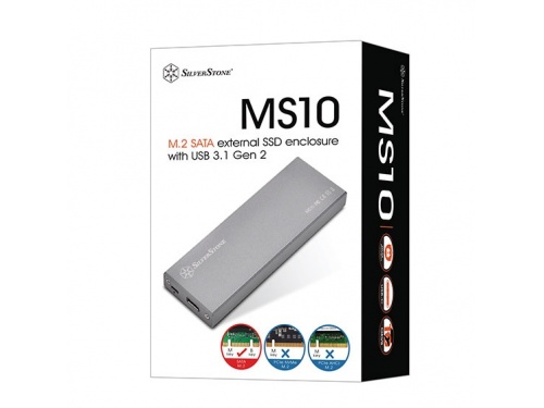 SILVERSTONE MS10 M.2 SATA External SSD Enclosure w/ USB 3.1 Gen 2 - SST-MS10C (Charcoal)
