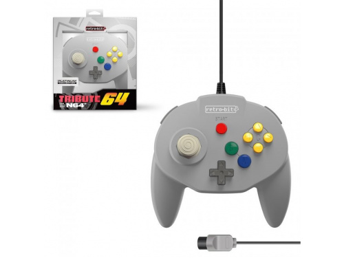 Retro-Bit N64 Tribute 64 Wired Controller CLASSIC GREY MODEL : RB-N64-2004 (849172012004)