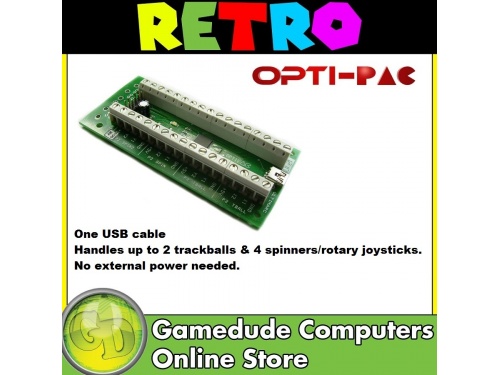 OPTIPAC with USB interface Up to 2 trackballs &amp; 4 spinners/rotary joysticks.