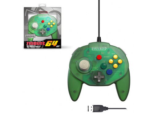 Retro-Bit PC/MAC Tribute 64 USB Wired Controller GREEN MODEL : RB-N64-0796 (849172010796) 