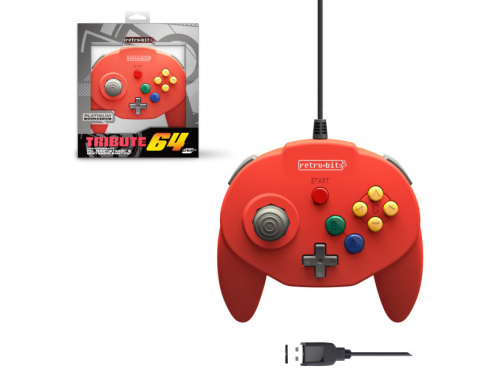 Retro-Bit PC/MAC Tribute 64 USB Wired Controller RED MODEL : RB-N64-0802 (849172010802) 