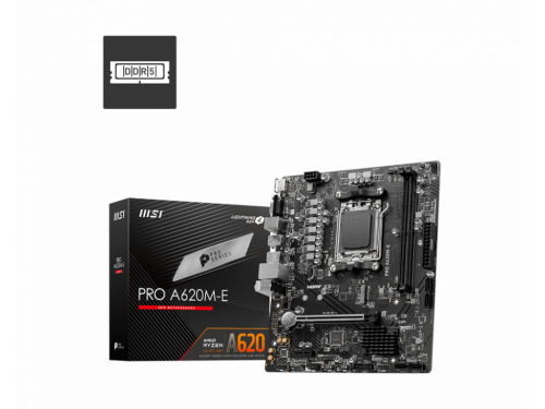 MSI PRO A620M-E AM5 MOTHERBOARD AMD A620, AM5, mATX, DDR5, LAN