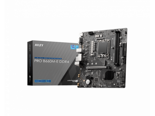 MSI PRO B660M-E DDR4, Micro ATX, Intel LGA 1700, 2xDDR4, 1xM.2+4xSATA 6Gb/s, 2xPCIe, RAID, 1xVGA, 1XHDMI, GbE LAN, 2xUSB3.0, 4xUSB2.0, 3 Year Warranty