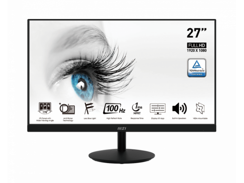 MSI 27&quot; FHD 1920*1080 100Hz IPS Flat Screen HDMI, DP &amp; VGA VESA Speakers 3Y , - PRO MP271A