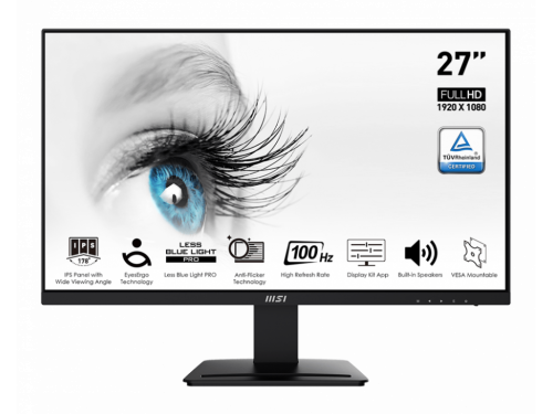 MSI 27&quot; FHD 1920*1080 100Hz IPS Flat Screen HDMI, DP &amp; VGA VESA Speakers 3Y , - PRO MP273A