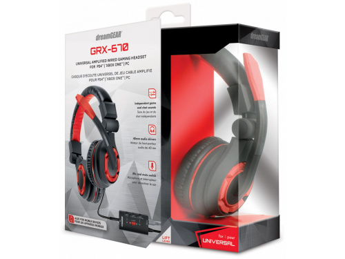 DreamGEAR GRX-670 Amplified Wired Gaming Headset RED Cross Platform PS4 - XBOX ONE - PC (845620025886)  ITEM # : DGUN-2588