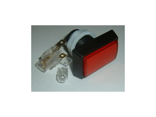 Generic 25mm RECTANGLE pushbutton with 12volt wedge light - RED