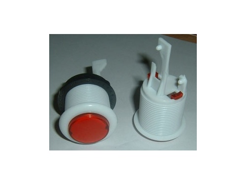Generic 30mm White / Red Button No Micro-switch B-1107