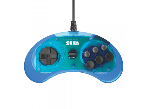 Retro-bit x SEGA MegaDrive 6-button Arcade Pad USB - PC/PS3/Switch/Megadrive Mini 3M Cable - Clear Blue - Model: RET00158 (7350002937242)