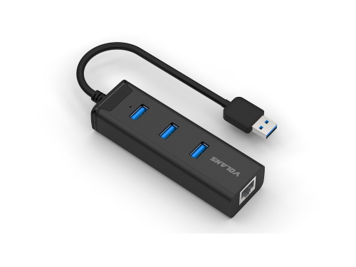 Volans Aluminium 3-Port USB3.0 Hub + RJ45 Gigabit Ethernet Adapter VL-HJ45