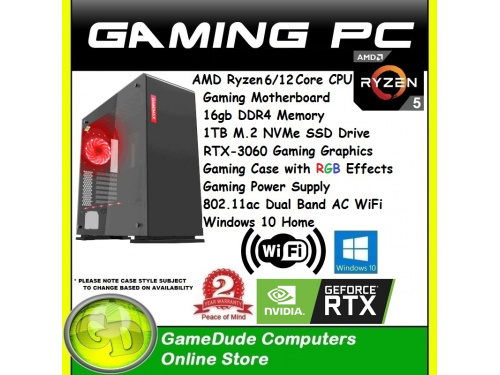 X GAMER RYZEN5 6-Core 12-THREAD 4.6GHz Gaming PC - 16GB DDR4 ram - 1TB NVMe SSD - RTX-3060 Graphics - AC WiFi &lt;b&gt;Windows-10 2 Year WNTY&lt;/b&gt;