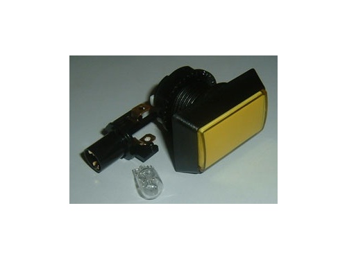 Generic 25mm RECTANGLE pushbutton with 12volt wedge light - YELLOW