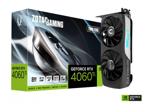 ZOTAC GEFORCE RTX 4060Ti 8GB TWIN EDGE GDDR6, 128bit, 2535/18000, HDCP, Three DP, HDMI - ZT-D40610E-10M