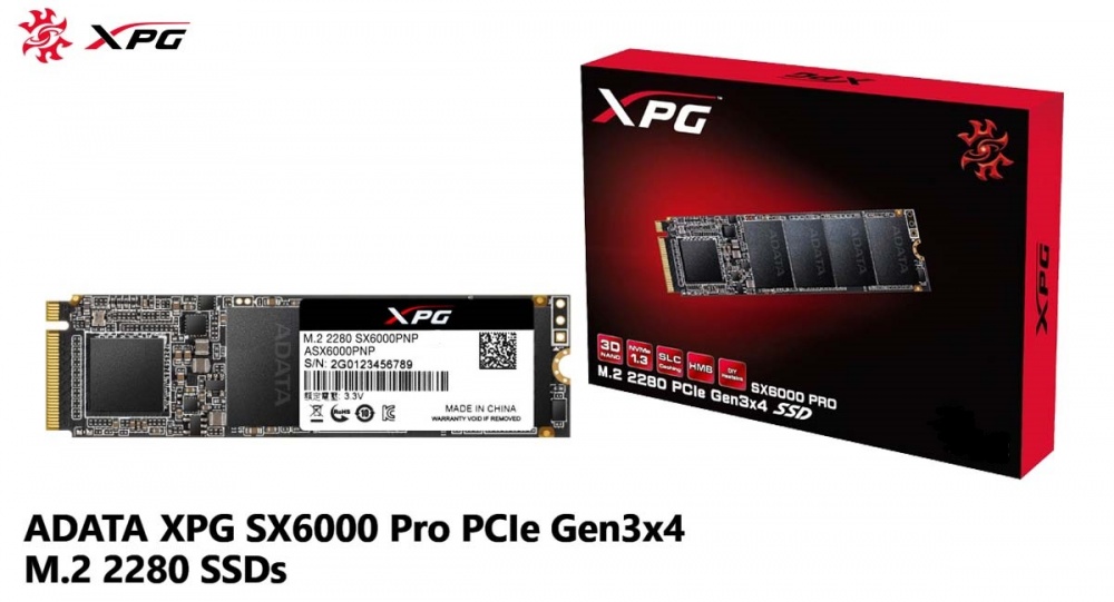 ASX6000PNP-1TT-C XPG SX6000 Pro 1TB PCIe 3D NAND PCIe Gen3x4 M.2 2280 NVMe 1.3 R/W up to 2100/1500MB/s SSD 