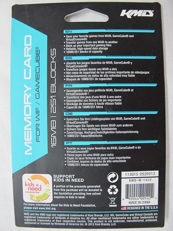 kmd_16mb2s KMD Wii / GameCube Memory Card 251 (16MB) MODEL : KMD-W-1422  (892044001422) - GameDude Computers